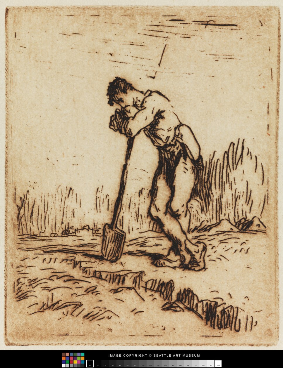 Mężczyzna oparty na szpadle autorstwa Jean Francois I Millet