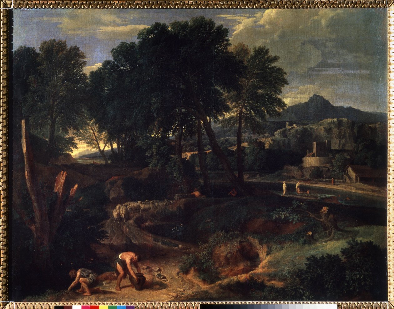 „Pejzaż ze stadem owiec na drodze” (Krajobraz ze stadem owiec na drodze) Obraz Jeana Francois Milleta Starszego (1642-1679) XVII-wieczne Muzeum Puszkina, Moskwa autorstwa Jean Francois I Millet
