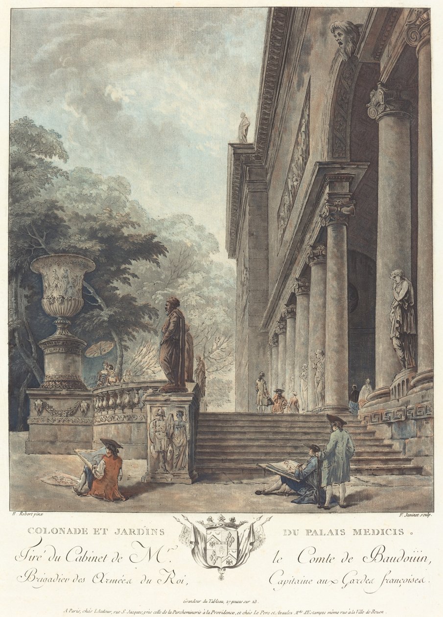 Kolumnada i Ogrody Pałacu Medyceuszy, ok. 1930 r. 1776 autorstwa Jean Francois Janinet