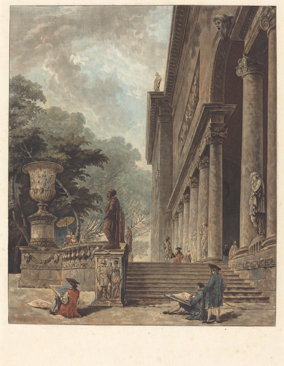 Kolumnada i ogrody Palazzo Medici Kolumnada i ogrody Palazzo Medici, ok. godz. 1776. autorstwa Jean Francois Janinet