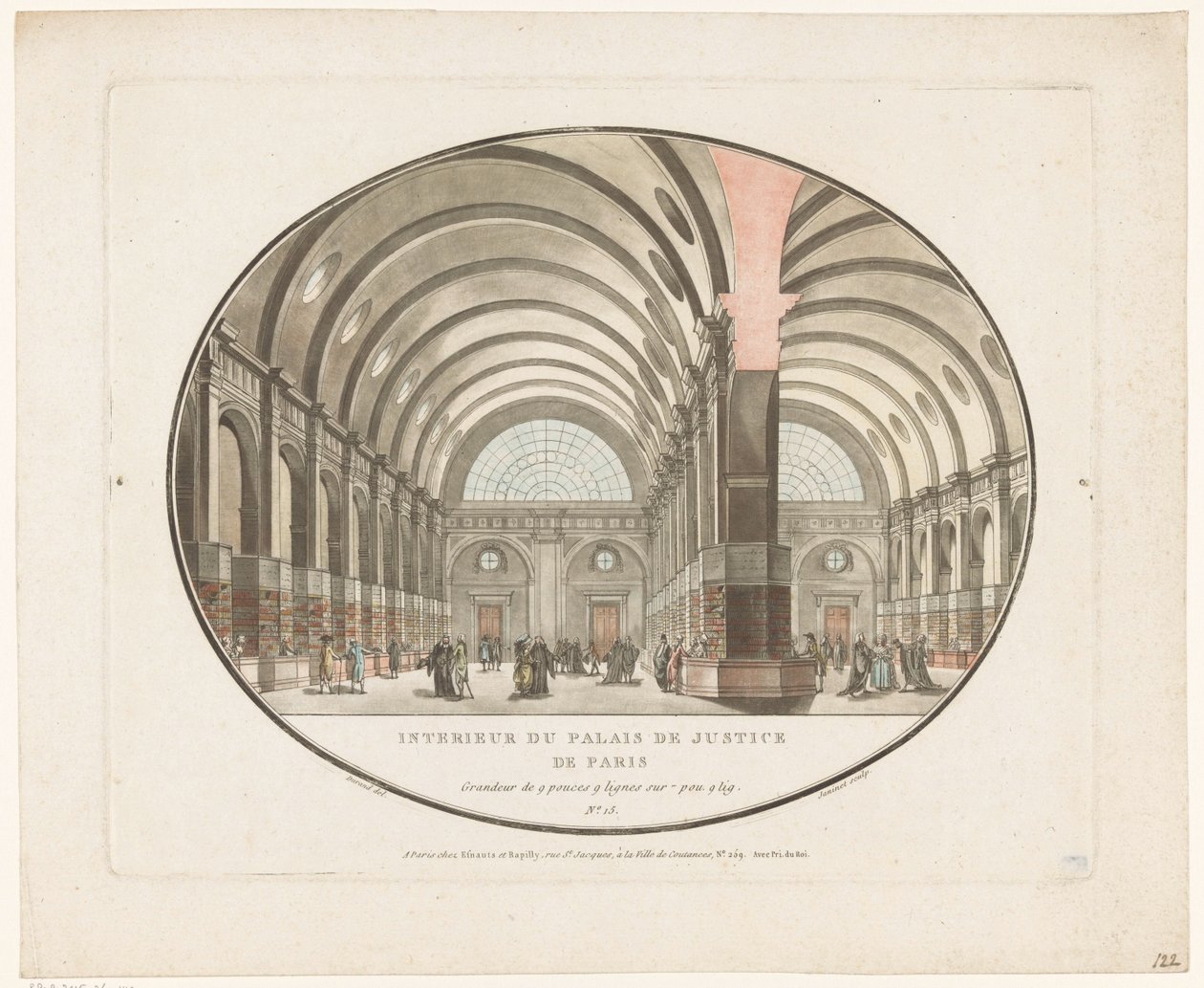 Wnętrze Pałacu Sprawiedliwości w Paryżu Interior du Palais de Justice de Paris (tytuł na obiekcie) autorstwa Jean Francois Janinet