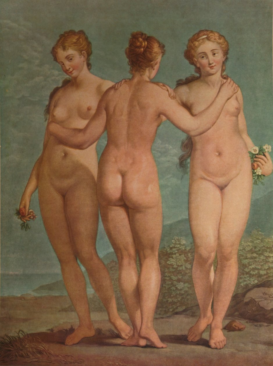 Les Trois Graces, Trzy Gracje, c1785, 1913 autorstwa Jean Francois Janinet