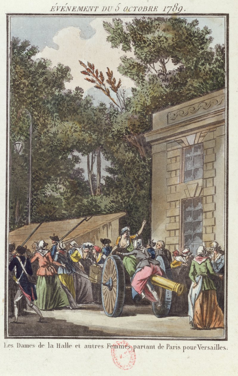 Kobiety z Les Halles maszerujące do Wersalu, 5 października 1789 r. autorstwa Jean Francois Janinet