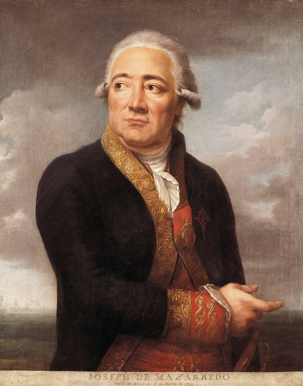 Portret hiszpańskiego admirała Jose de Mazarredo Salazara (1745-1812), obraz Jean Francois Marie Bellier (1745-1836) 1783 Madryt. Muzeum Marynarki Wojennej autorstwa Jean Francois Marie Bellier