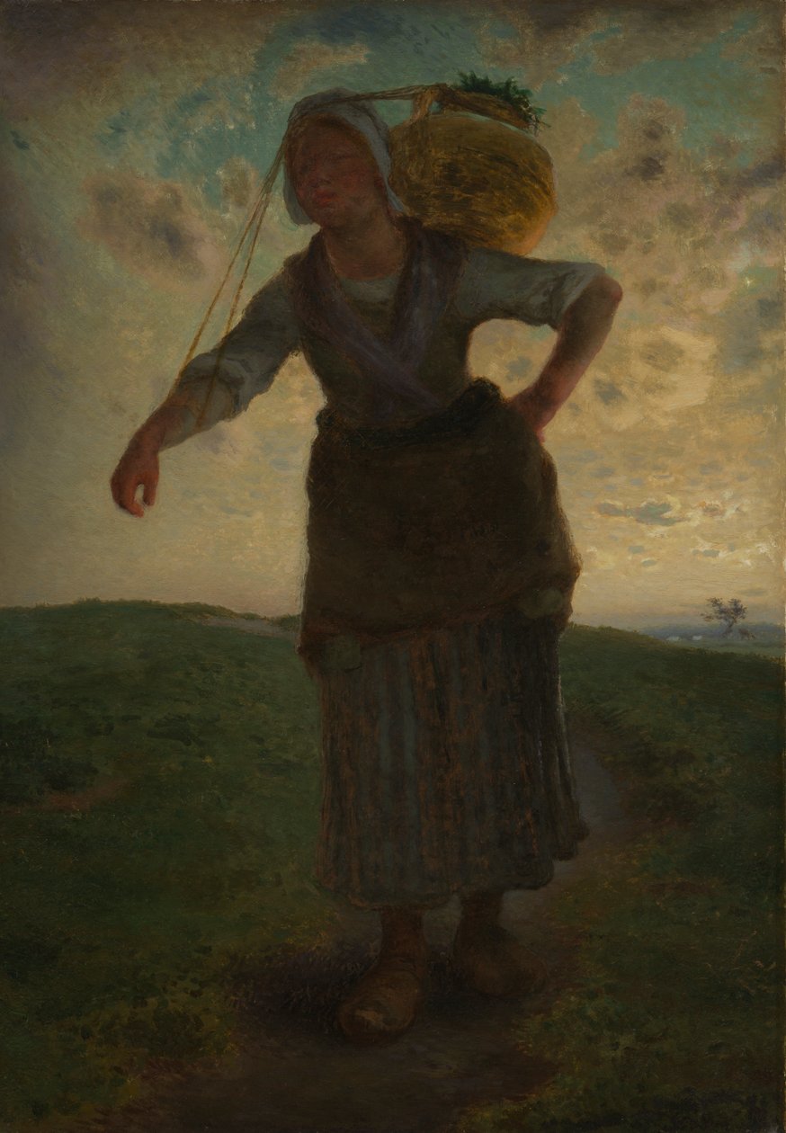 Normańska mleczarka w Greville, 1871 (olej na tekturze) autorstwa Jean Francois Millet