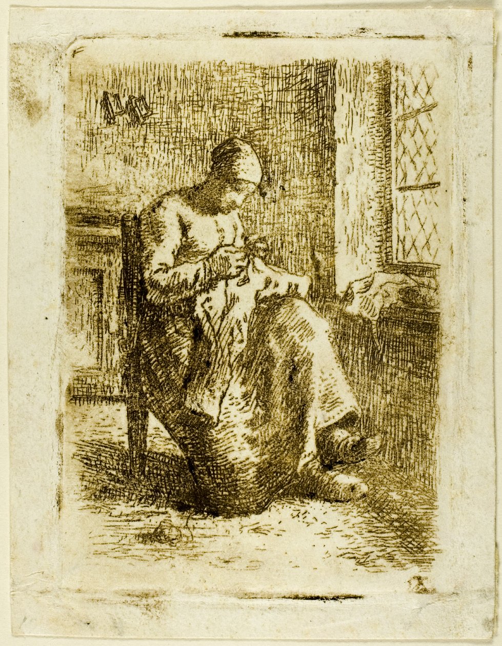 Kobieta szyjąca autorstwa Jean Francois Millet