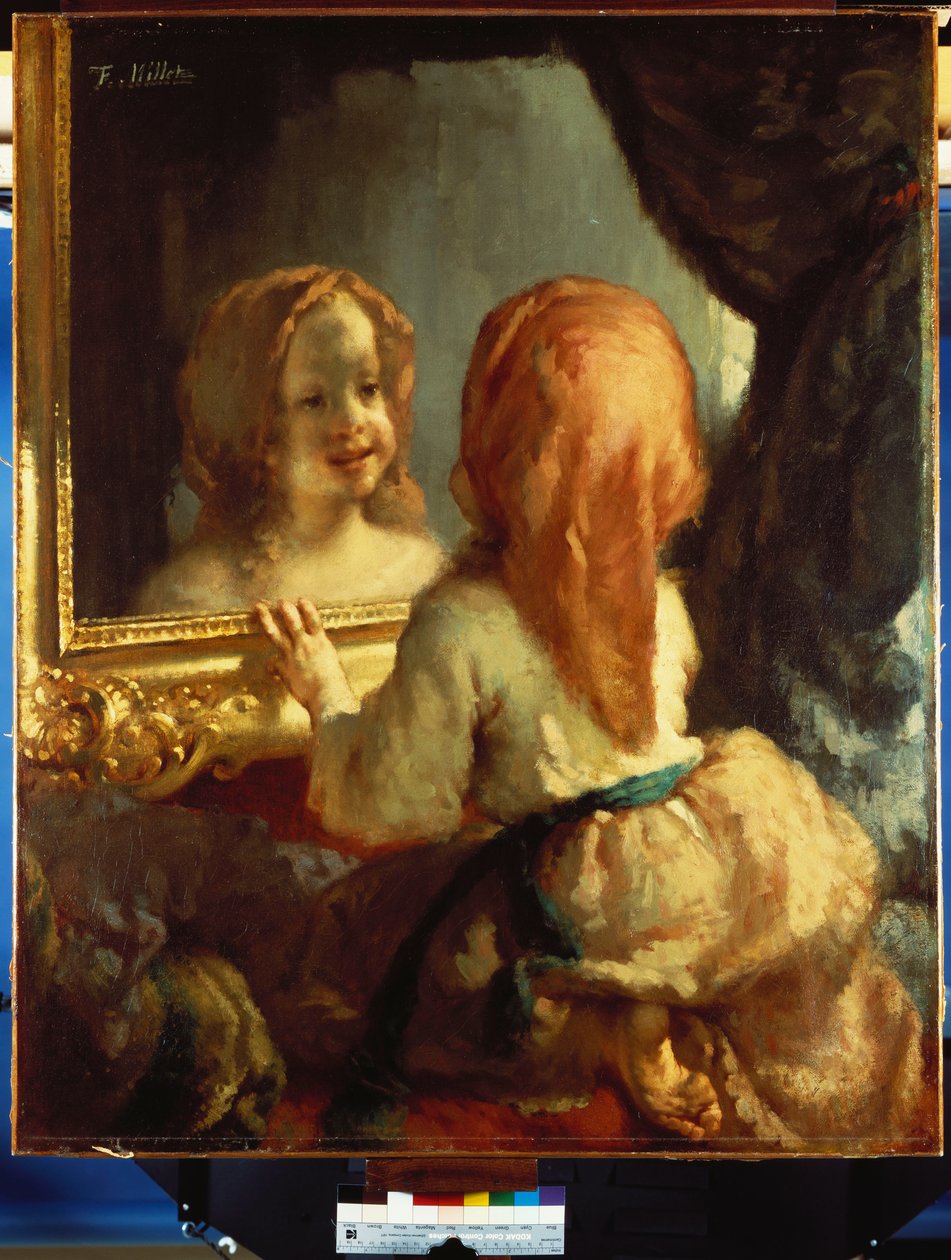 Antoinette Herbert patrząca w lustro, ok.1844 autorstwa Jean Francois Millet