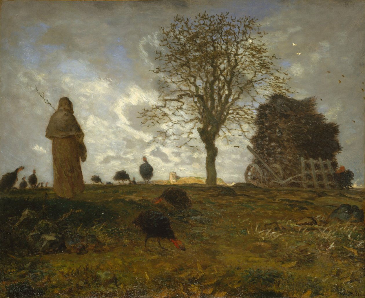 Jesienny krajobraz ze stadem indyków autorstwa Jean Francois Millet