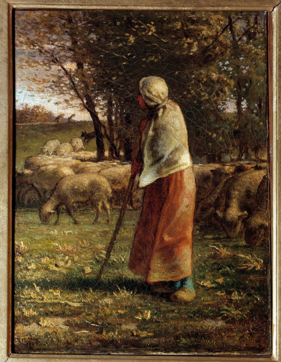 La petite bergere Obraz Jeana Francois Milleta (1814-1875) XIX w. Słońce. 0,32x0,25 m Paryż, musee d
