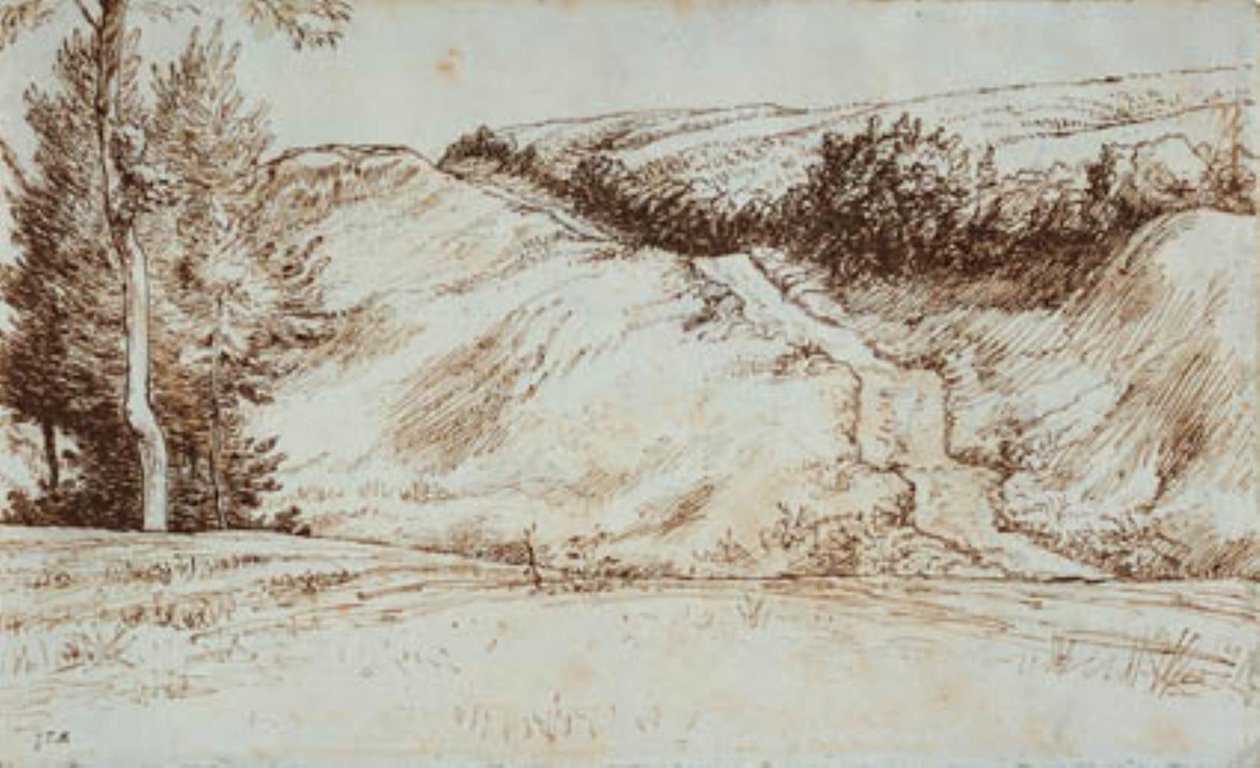 Krajobraz na zboczu wzgórza w pobliżu Vichy autorstwa Jean Francois Millet