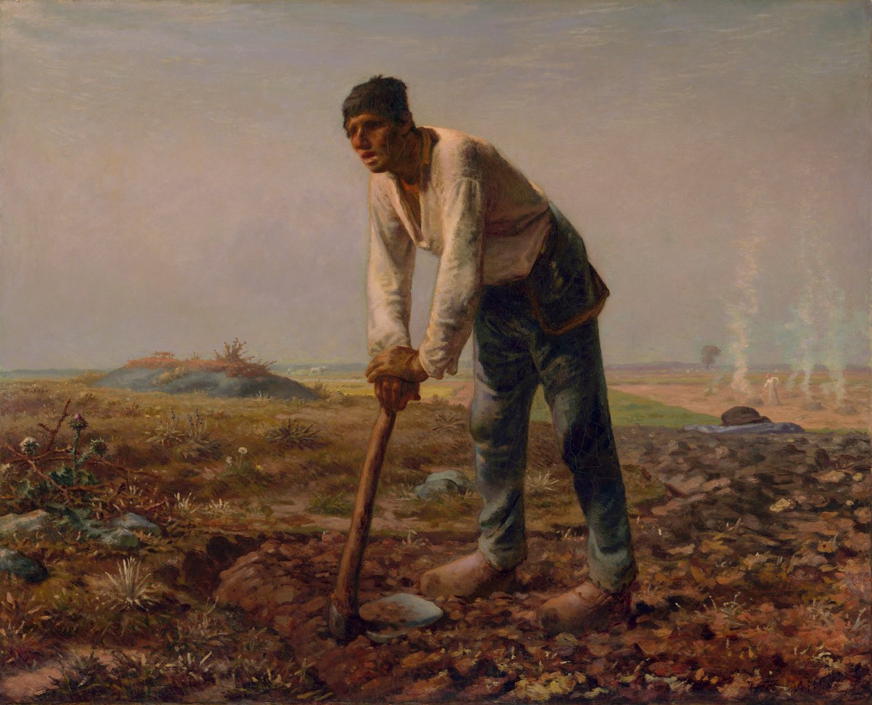Mężczyzna z motyką, ok. 1860-62 (olej na płótnie) autorstwa Jean Francois Millet