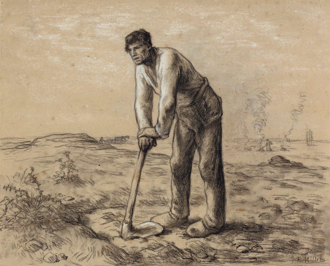 Mężczyzna z motyką, ok. 1860-62 autorstwa Jean Francois Millet