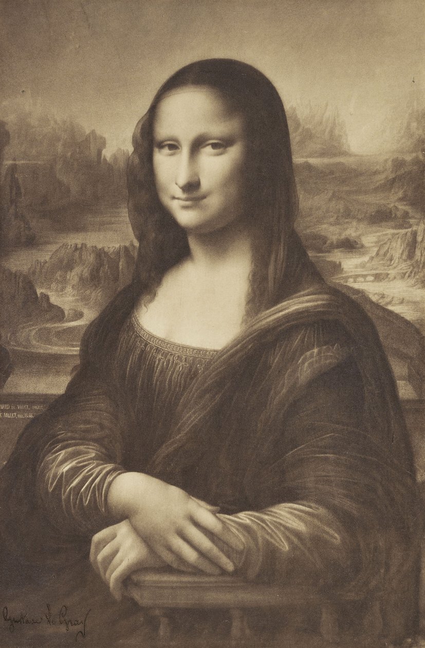 Millets Rysunek Mona Lisy, 1854-55 (srebrodruk albumowy) autorstwa Jean Francois Millet