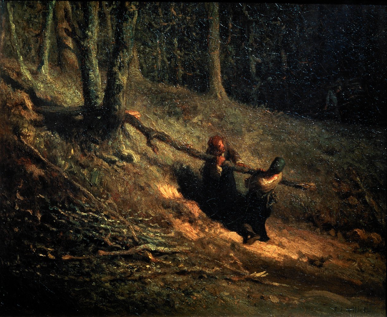 Chłop-Dziewczyny z Chrustem Les Charbonnieres, ok.1852 autorstwa Jean Francois Millet