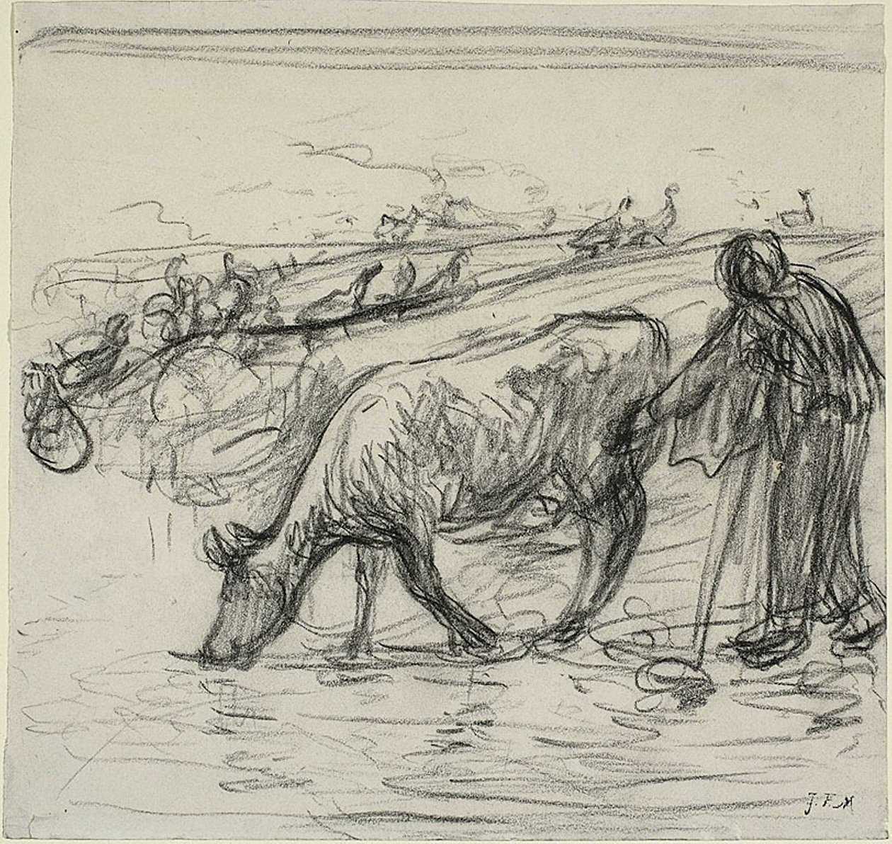 Chłop podlewa swoją krowę autorstwa Jean Francois Millet