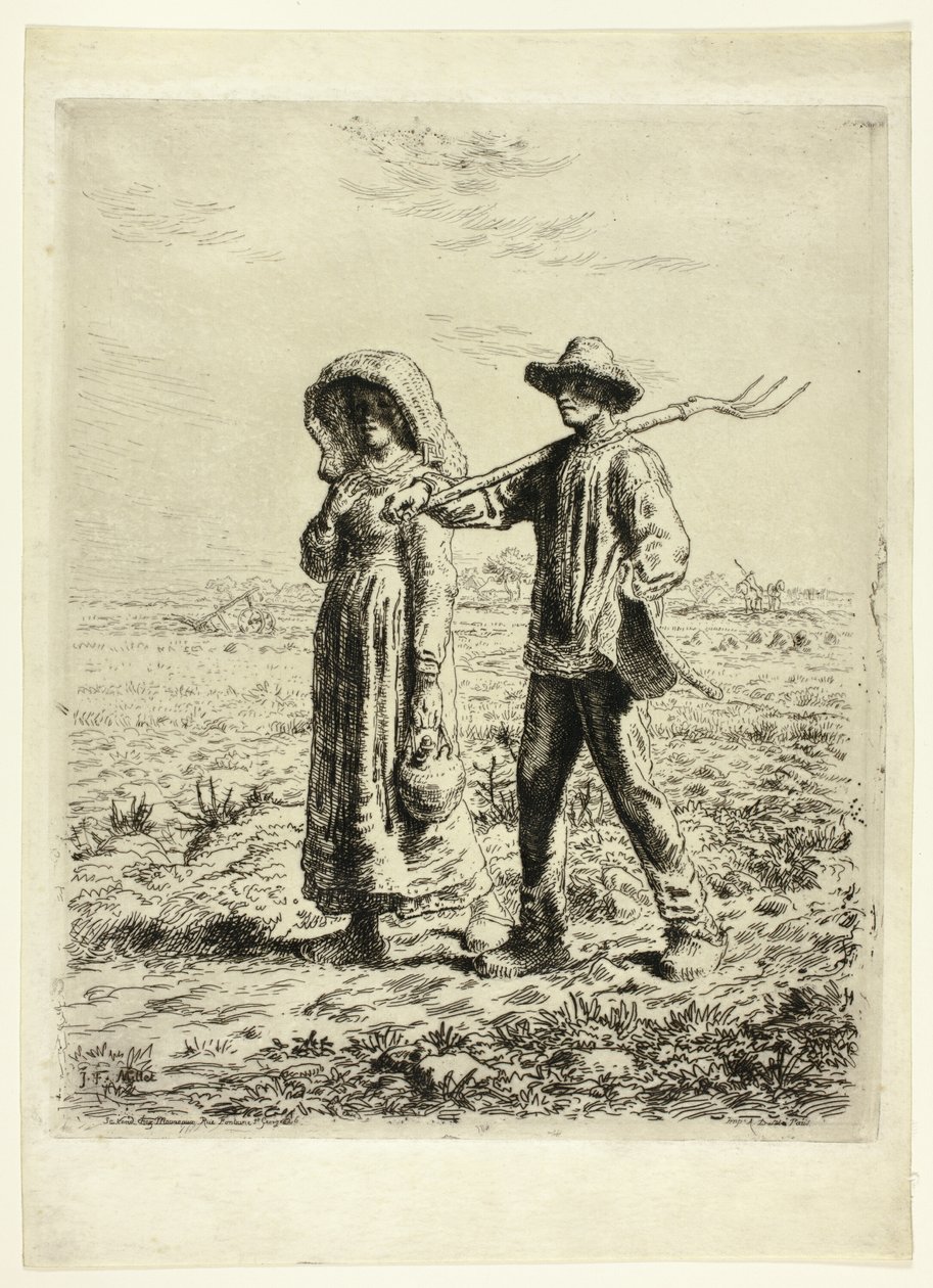 Chłopi idą do pracy autorstwa Jean Francois Millet