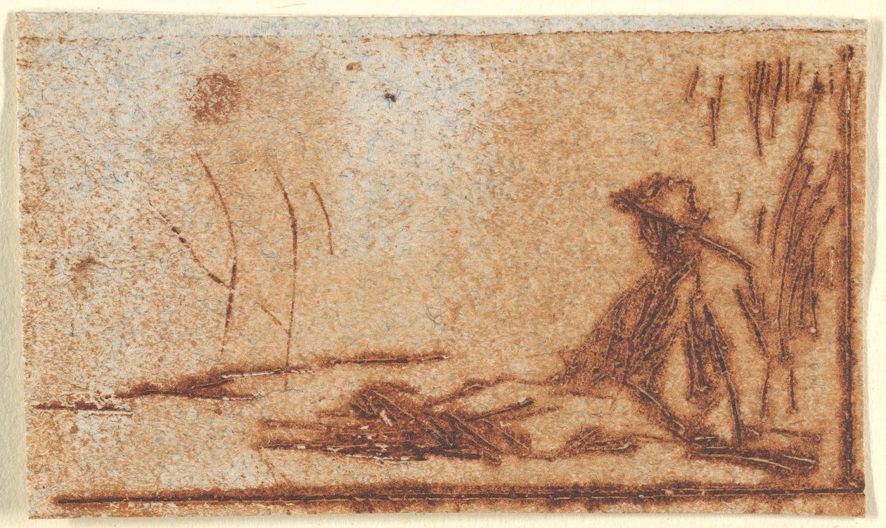Chłop siedzący, 1830-75. autorstwa Jean Francois Millet