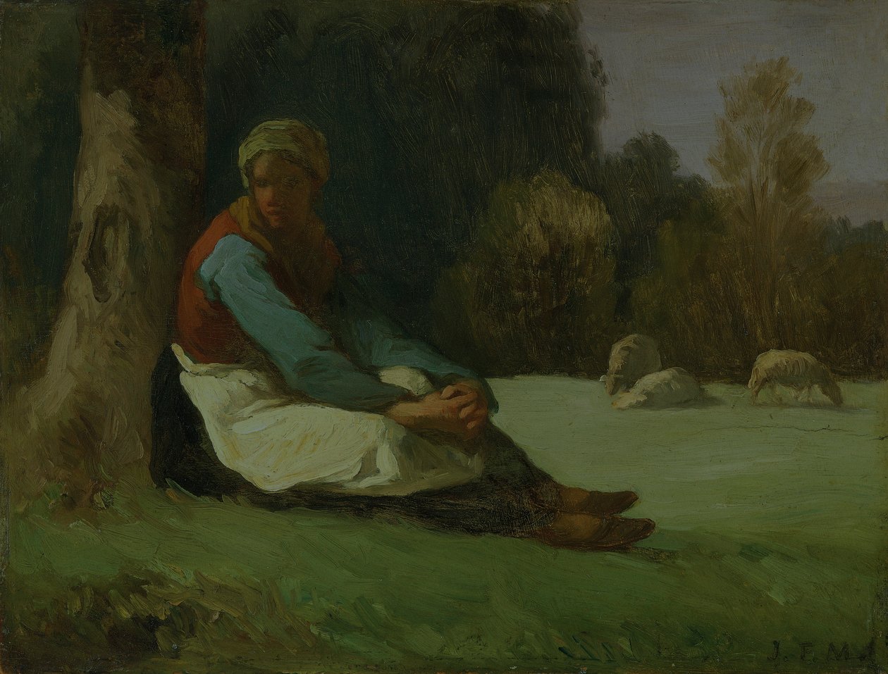 „Siedząca pasterka”, ok. 1850 r. autorstwa Jean Francois Millet