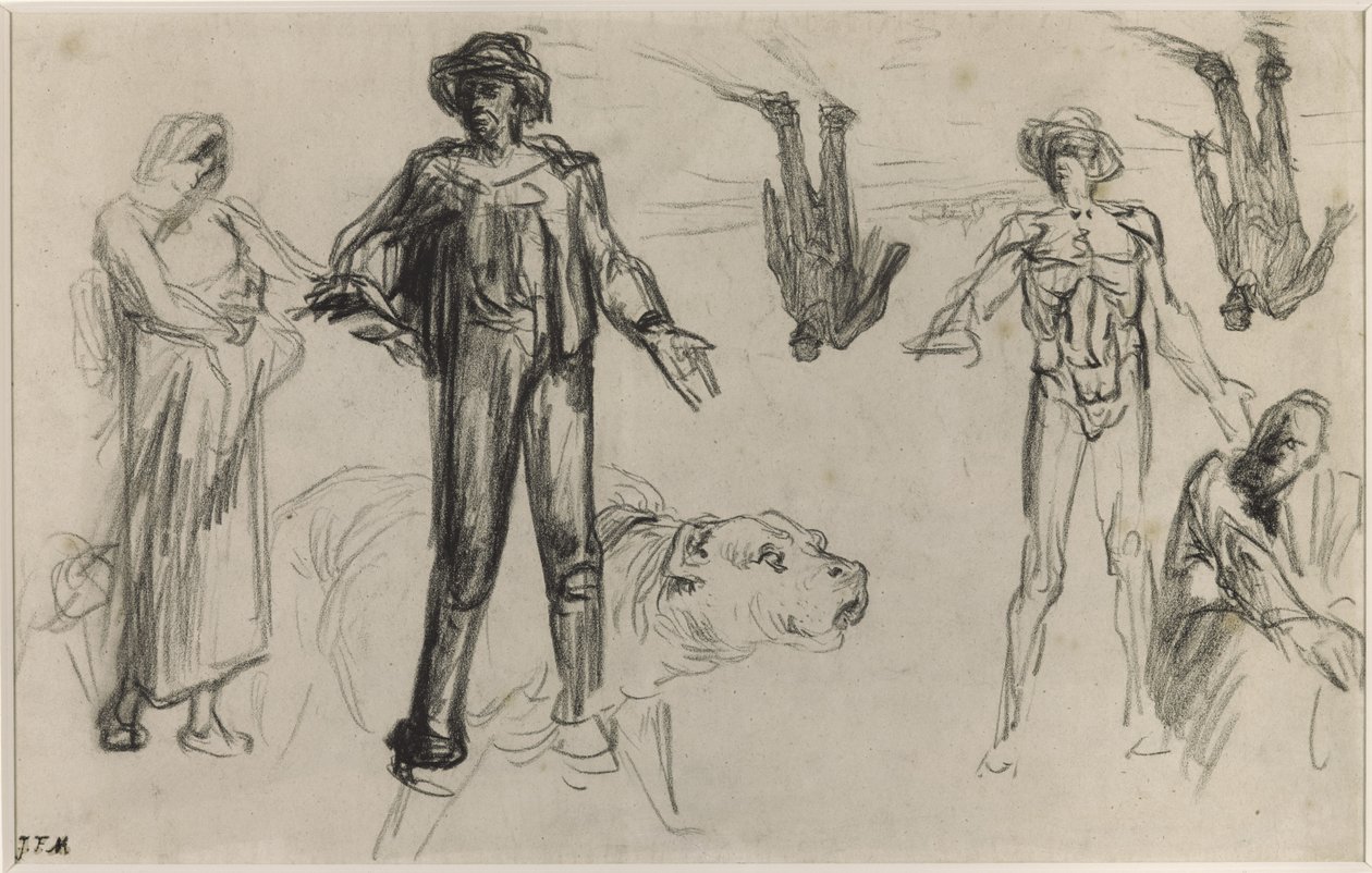 Studia dla kombajnów spoczynkowych (kredka Conte na papierze) autorstwa Jean Francois Millet
