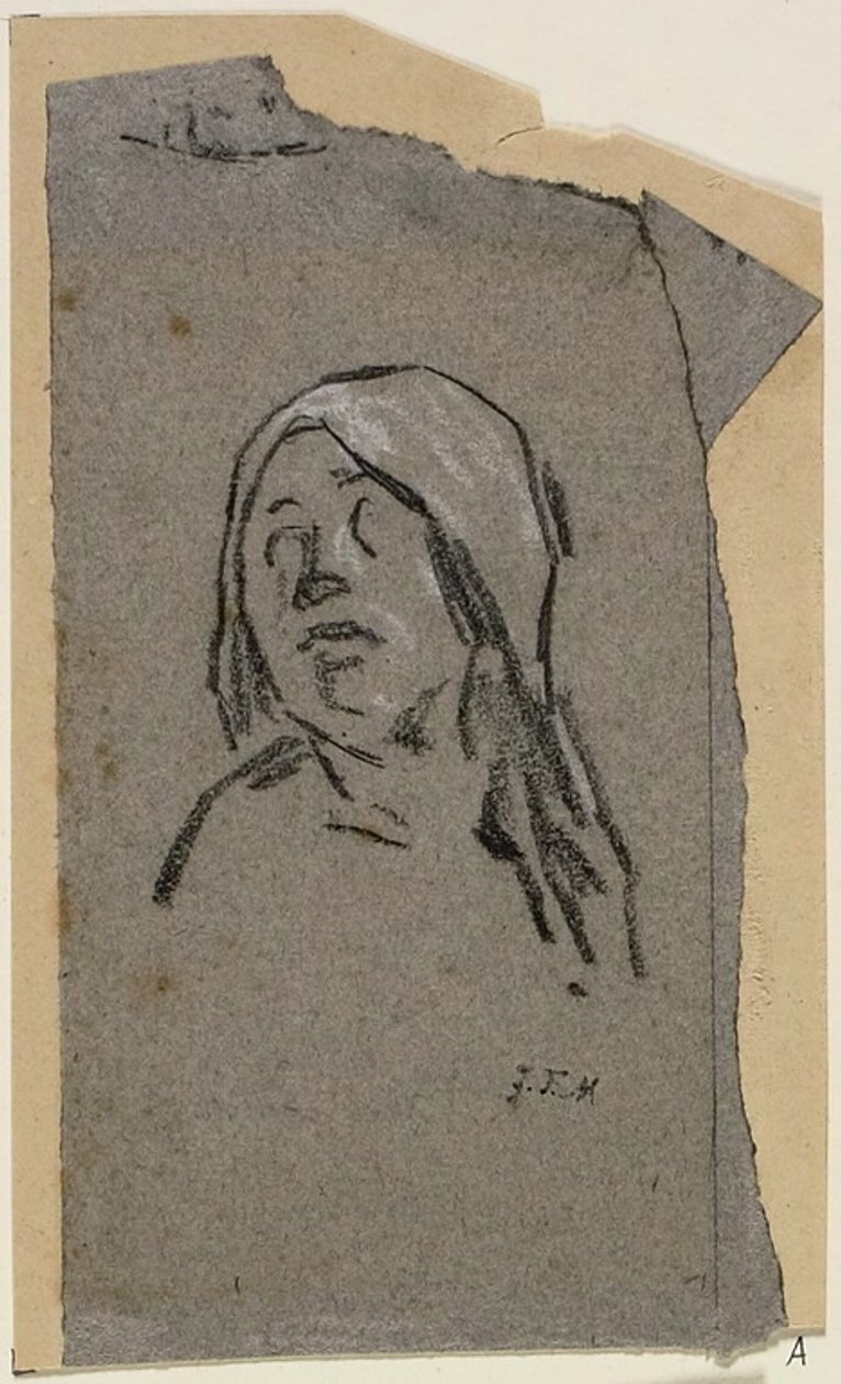 Studium głowy kobiety autorstwa Jean Francois Millet
