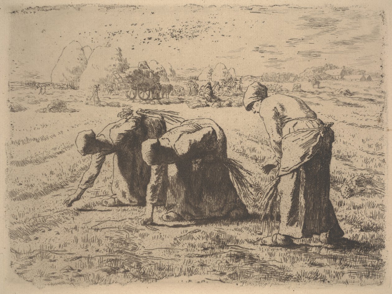 The Gleaners, c.1855 (akwaforta) autorstwa Jean Francois Millet