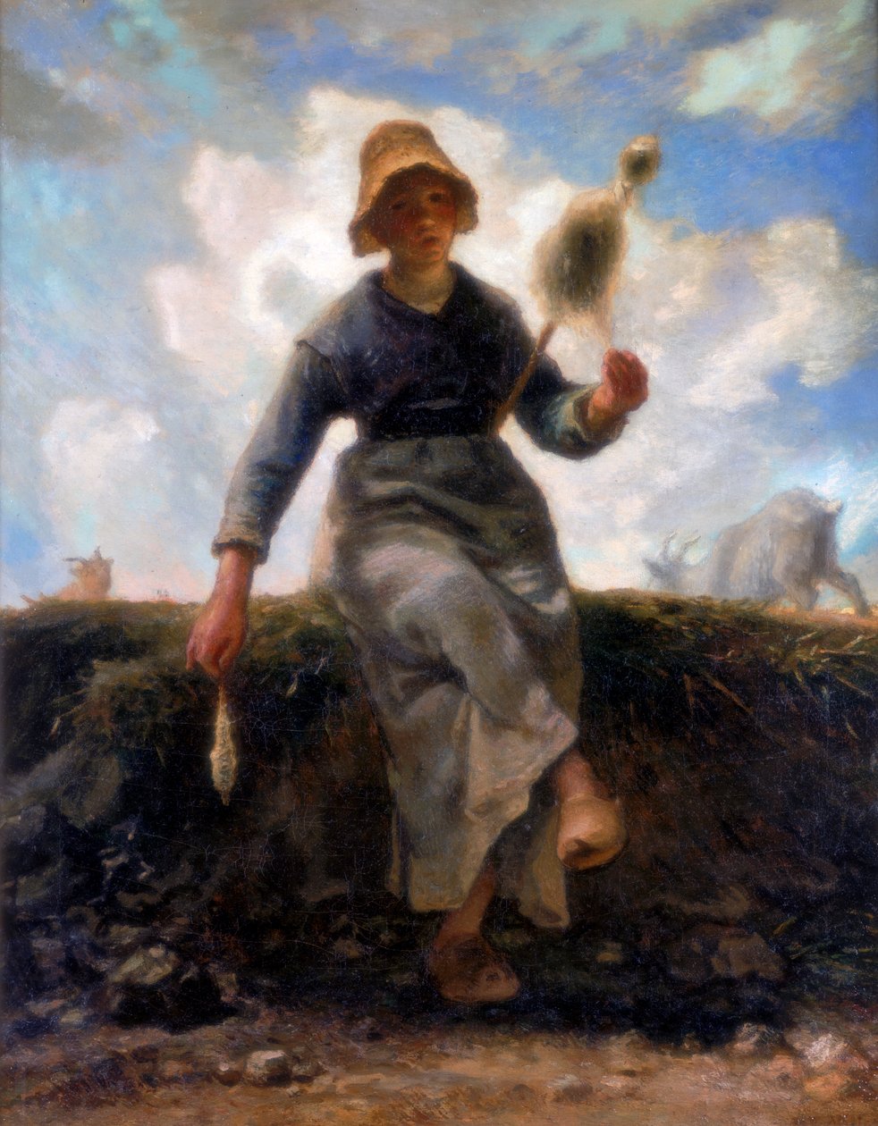 Prządka, pasterz Owernii, c1868-1869 autorstwa Jean Francois Millet
