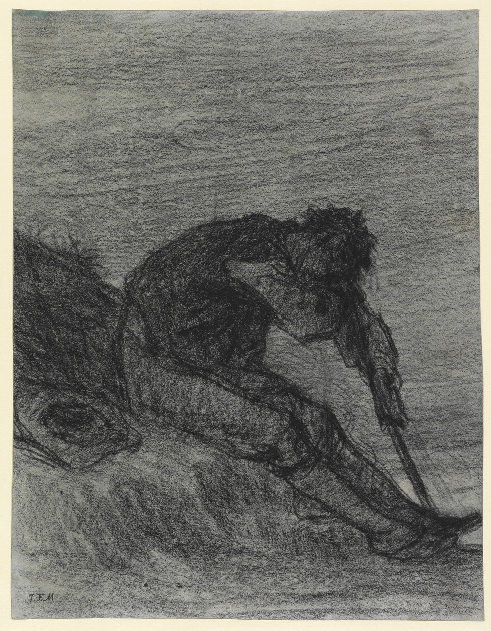 The Tired Haymaker (czarna kreda na papierze) autorstwa Jean Francois Millet