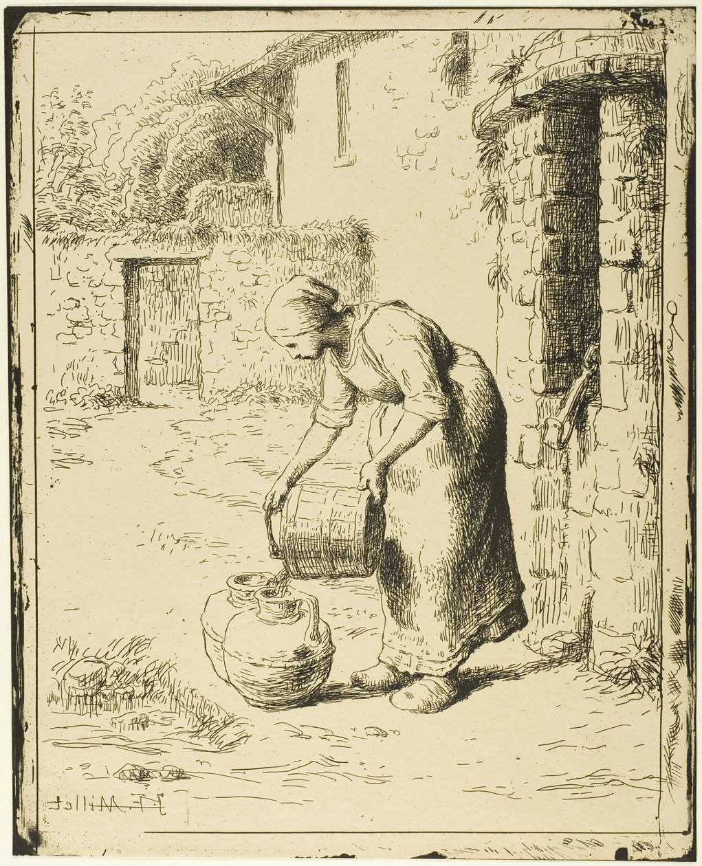Kobieta opróżniająca wiadro autorstwa Jean Francois Millet