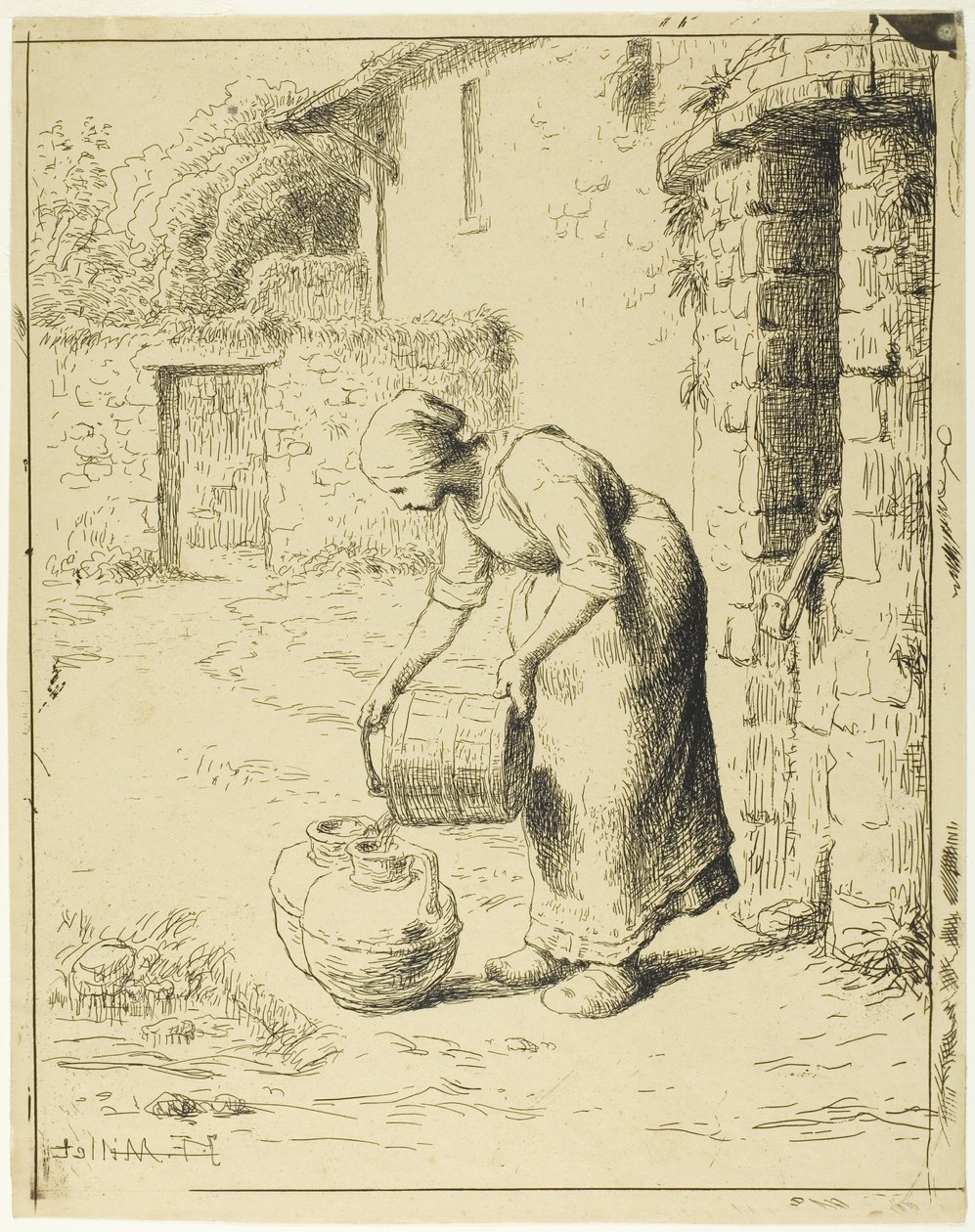 Kobieta opróżniająca wiadro autorstwa Jean Francois Millet