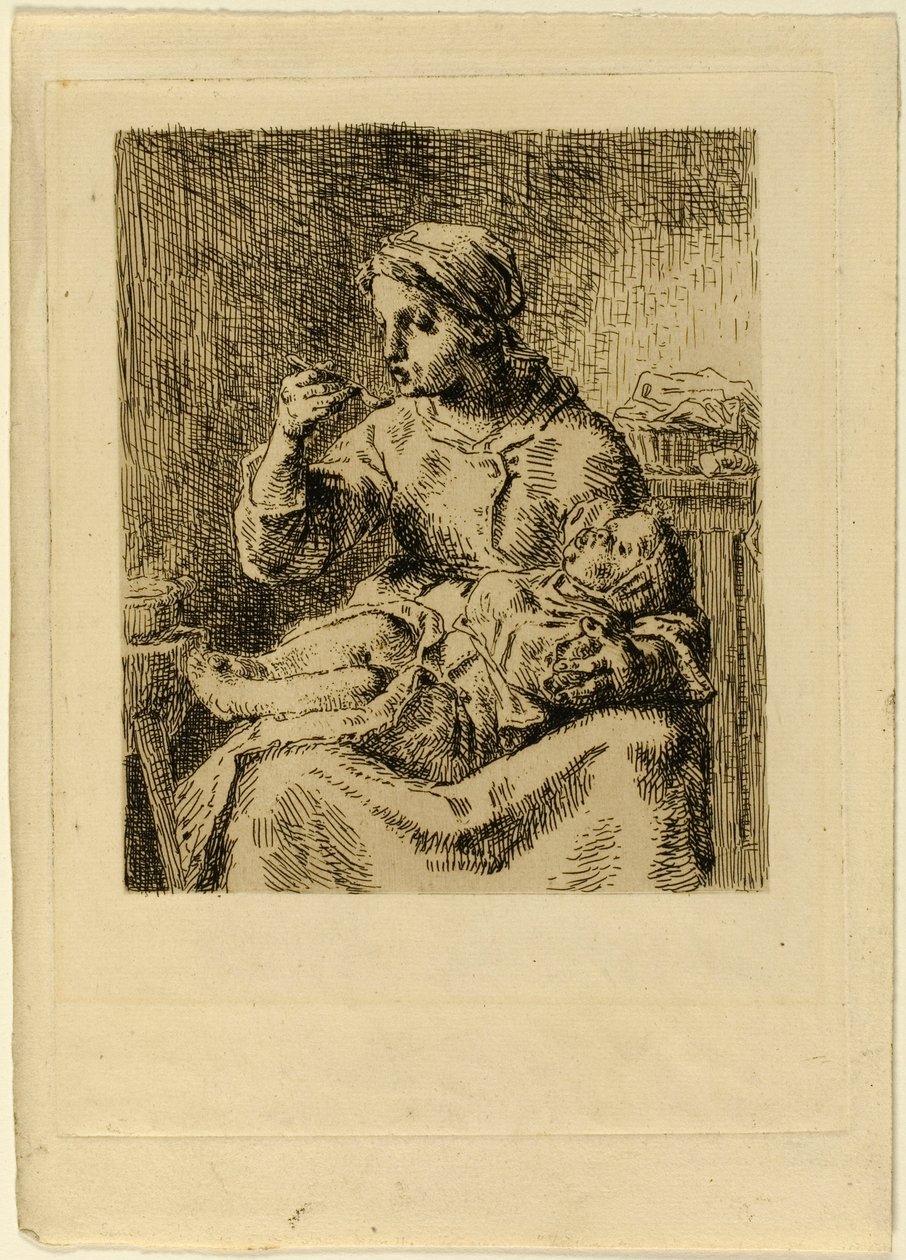Kobieta karmi swoje dziecko autorstwa Jean-Francois Millet