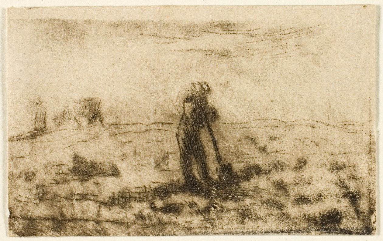 Kobieta wywieszająca ubrania autorstwa Jean Francois Millet
