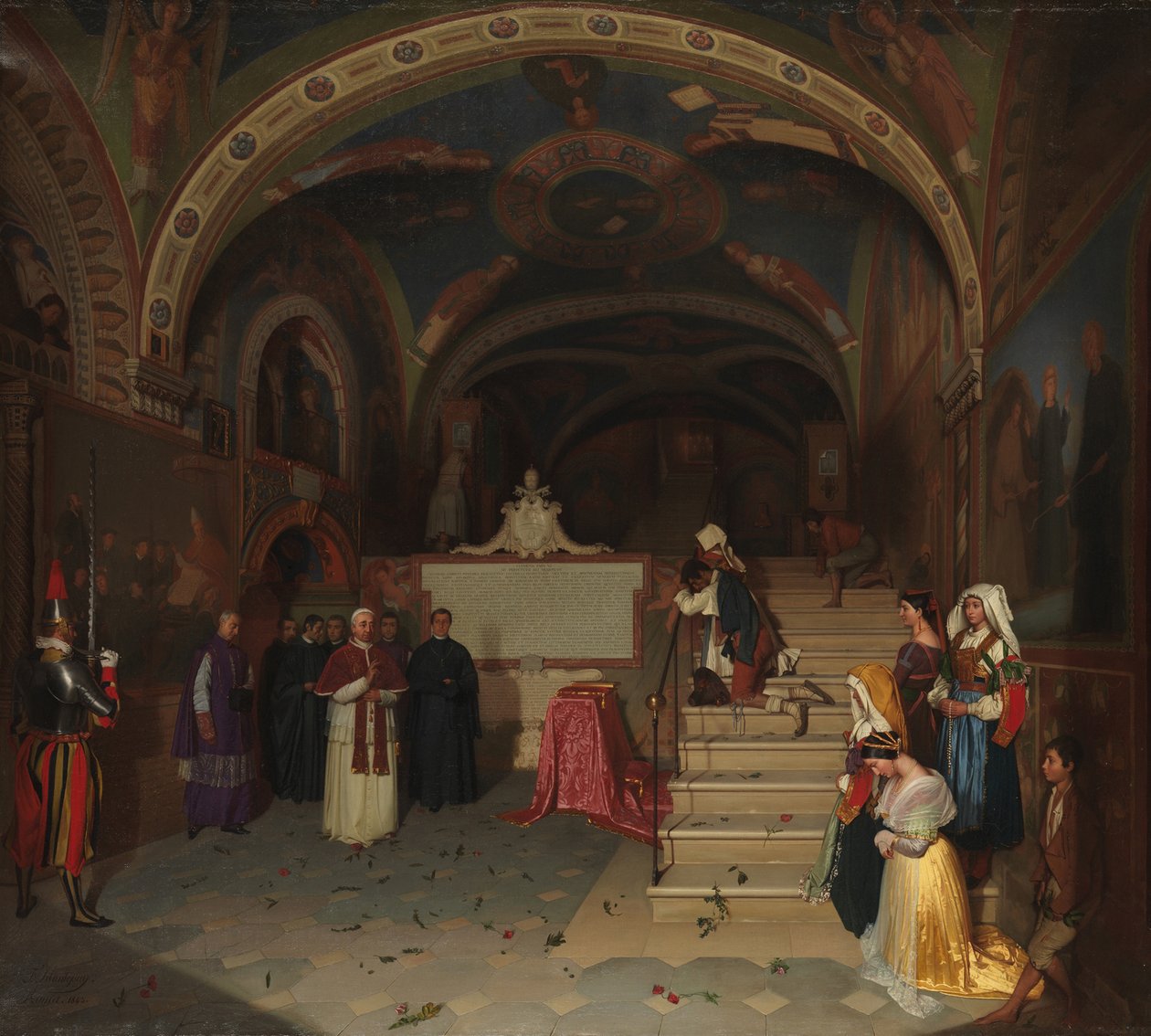Papież Grzegorz XVI z wizytą w kościele San Benedetto w Subiaco, 1843 autorstwa Jean Francois Montessuy