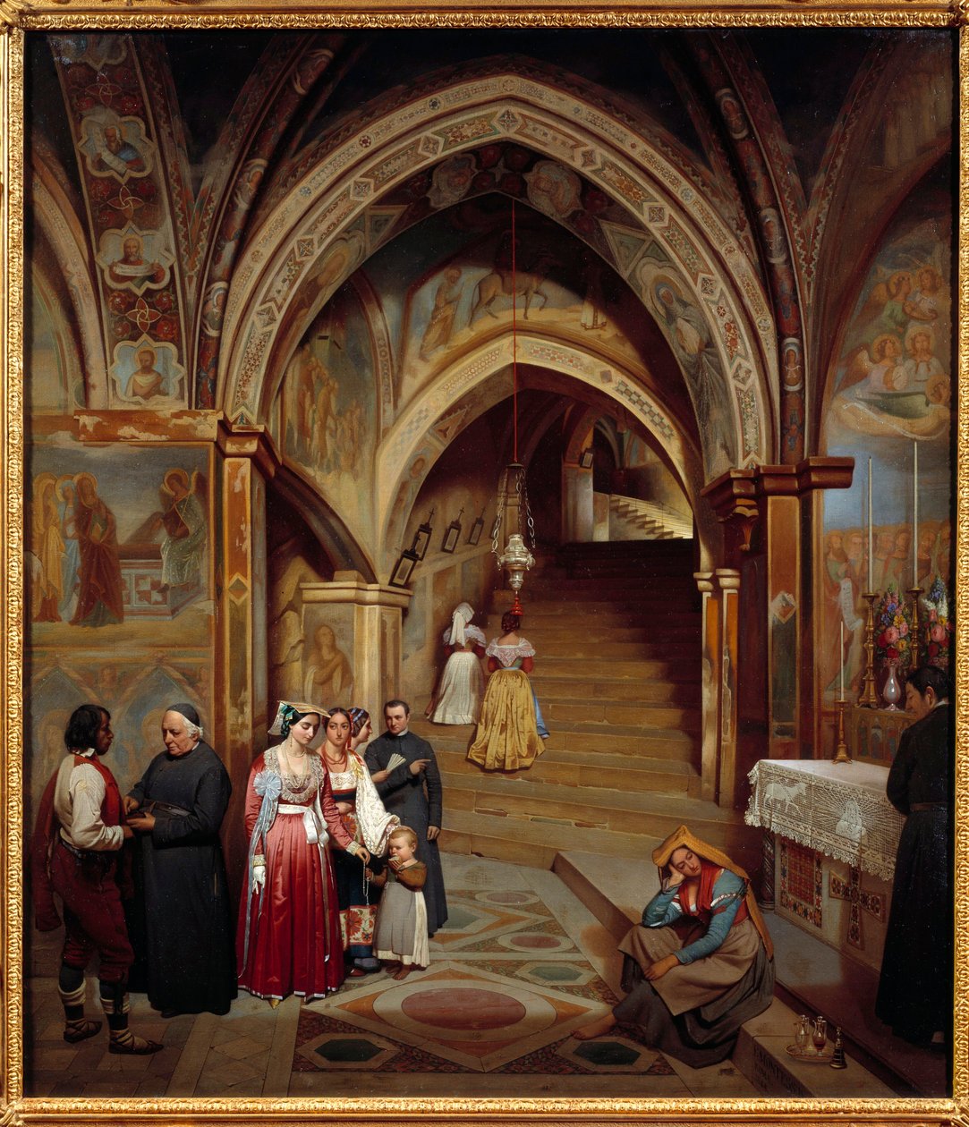 Widok kościoła benedyktyńskiego klasztoru San Subiaco Obraz Jean Francois Montessuy (1804-1876) autorstwa Jean Francois Montessuy
