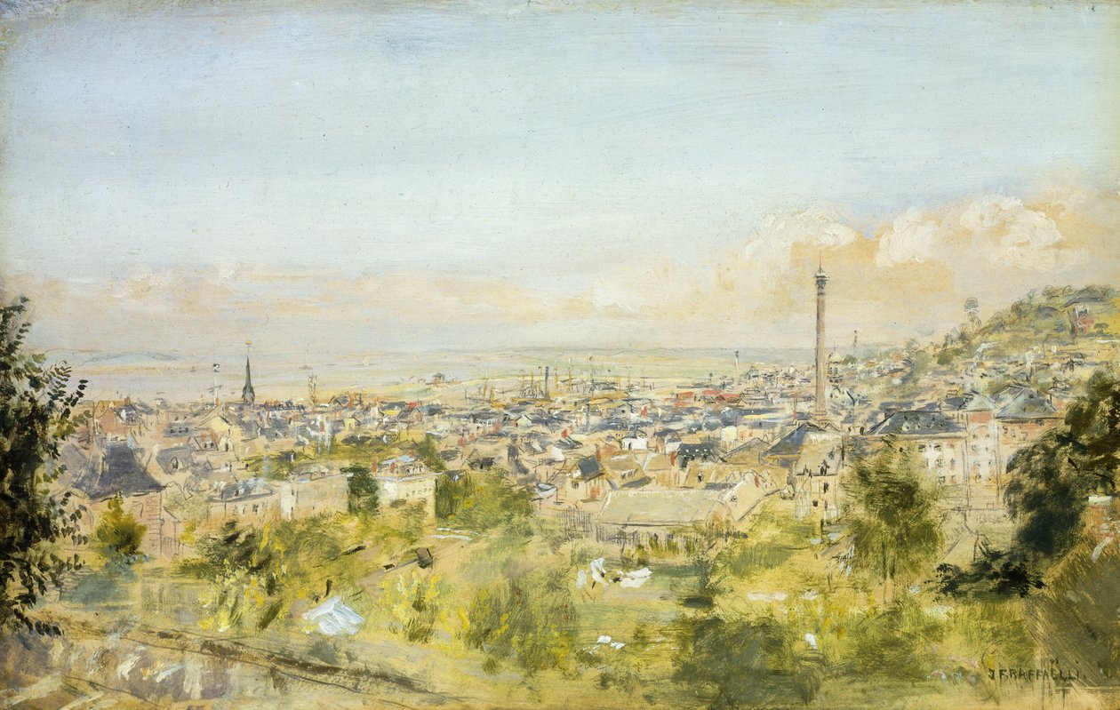 Honfleur, widok na Cote de Grace autorstwa Jean Francois Raffaelli