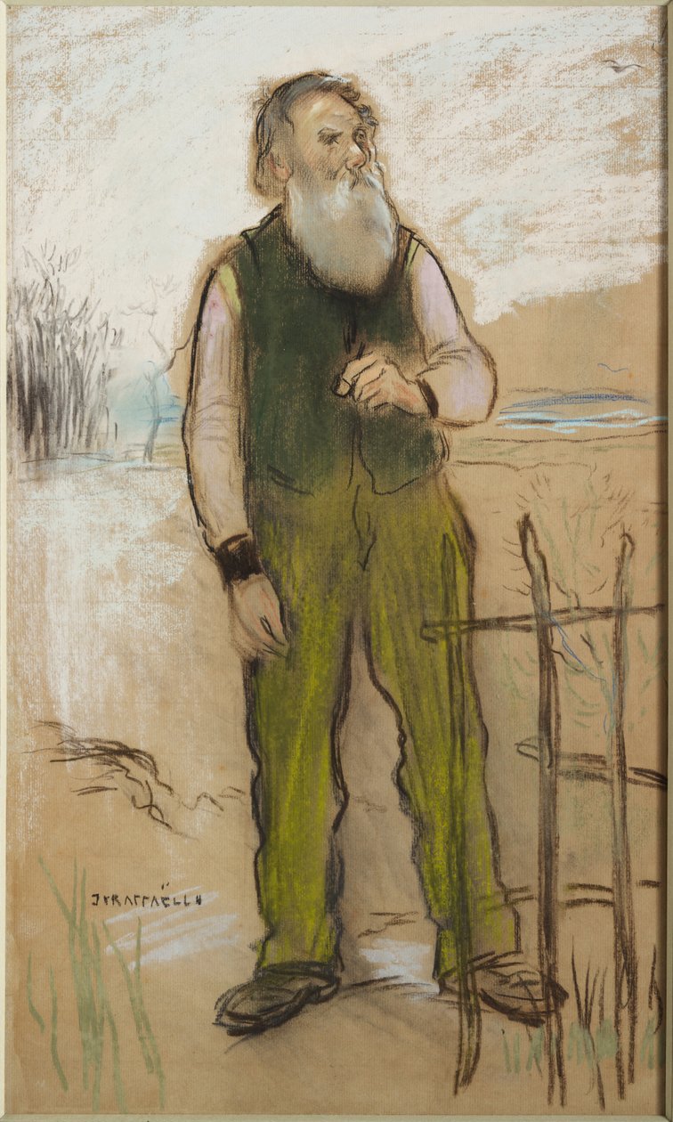 Mężczyzna na obrzeżach miasta, ok. 1885 (czarna kreda i pastel na papierze) autorstwa Jean Francois Raffaelli