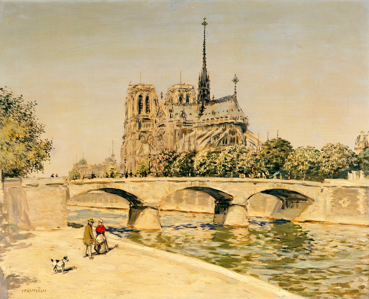 Notre Dame i Sekwana autorstwa Jean Francois Raffaelli