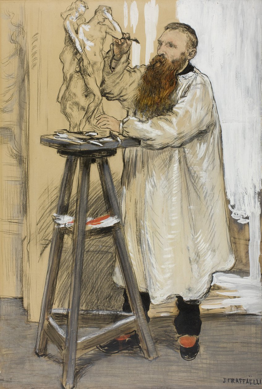 Portret rzeźbiarza Auguste Rodina w jego pracowni, ok.1889 autorstwa Jean Francois Raffaelli