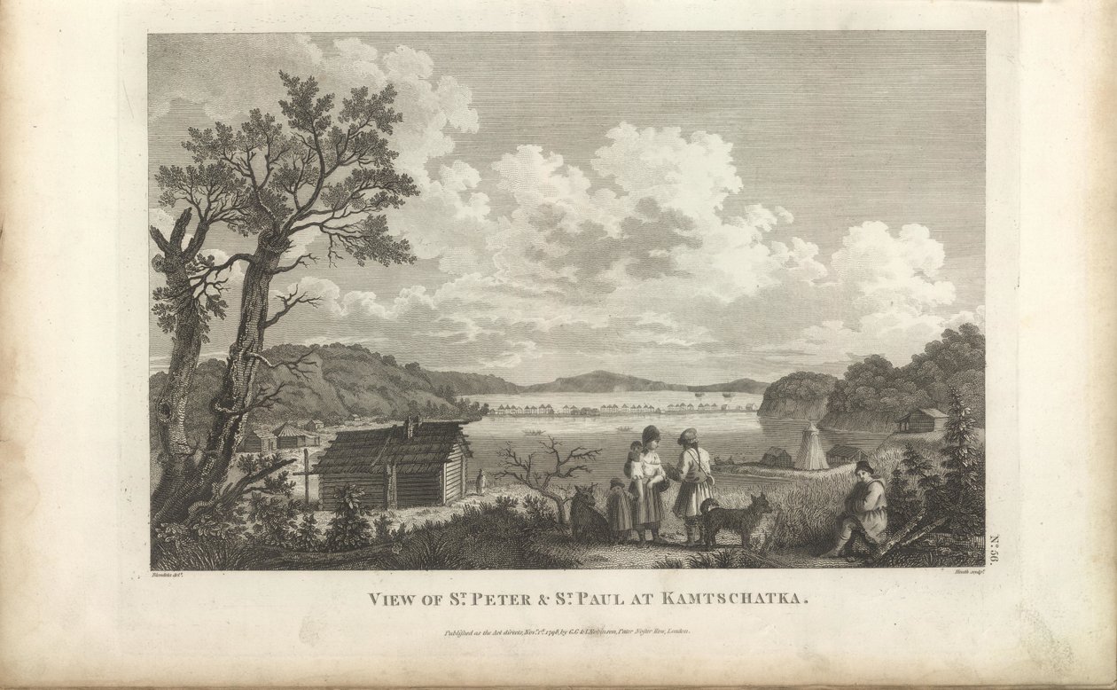 Widok na port w Pietropawłowsku, lata 80. XVIII wieku. autorstwa Jean Francois de Galaup La Perouse
