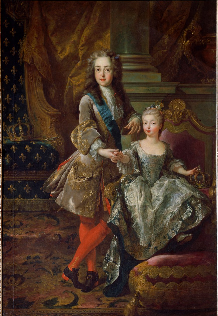 Portret króla Ludwika XV (1710-1774) i jego narzeczonej Marii Anny Victoire z Hiszpanii (1718-1781), córki Filipa V z Hiszpanii Obraz Jeana Francois De Troy (1679-1752) Około 1724 Florencja, Palazzo Pitti autorstwa Jean François de Troy