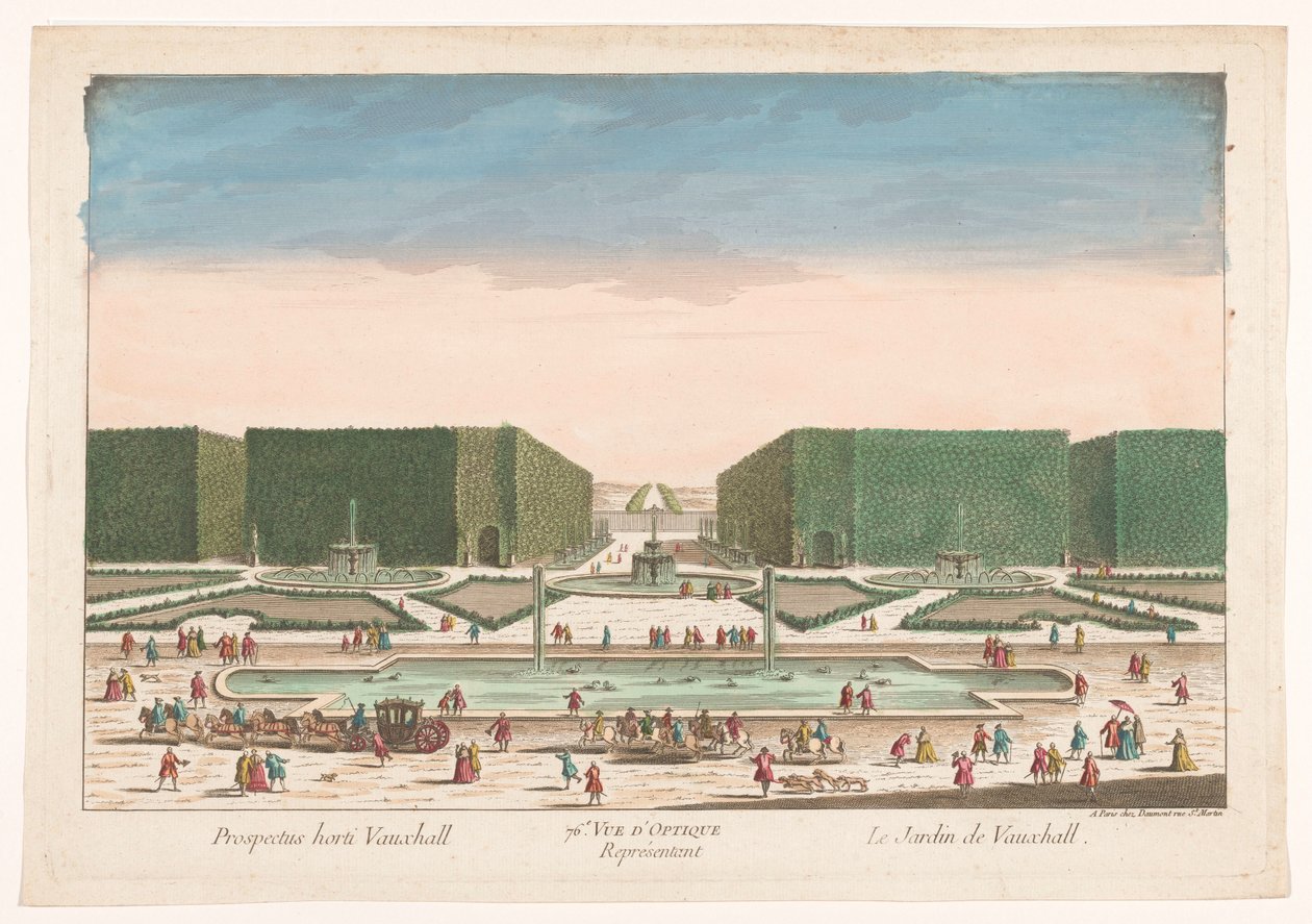Gezicht w Vauxhall Gardens w Londynie 76. Widok optyczny przedstawiający ogród Vauxhall (tytuł na obiekcie) autorstwa Jean François Daumont