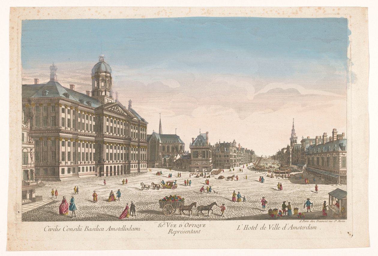 Widok na ratusz i plac Dam w Amsterdamie 80. Vue d