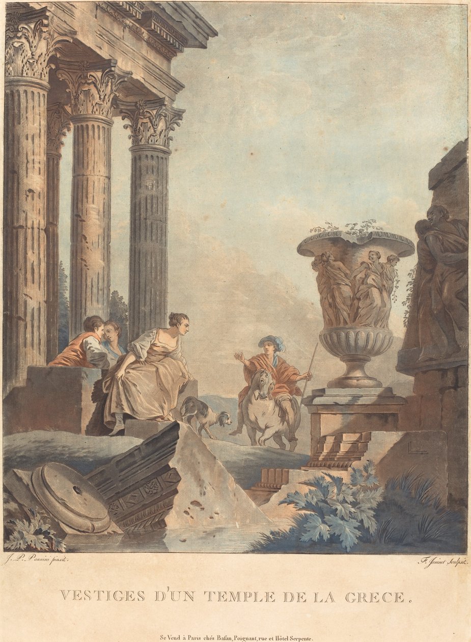 Ślady greckiej świątyni autorstwa Jean François Janinet after Giovanni Paolo Panini