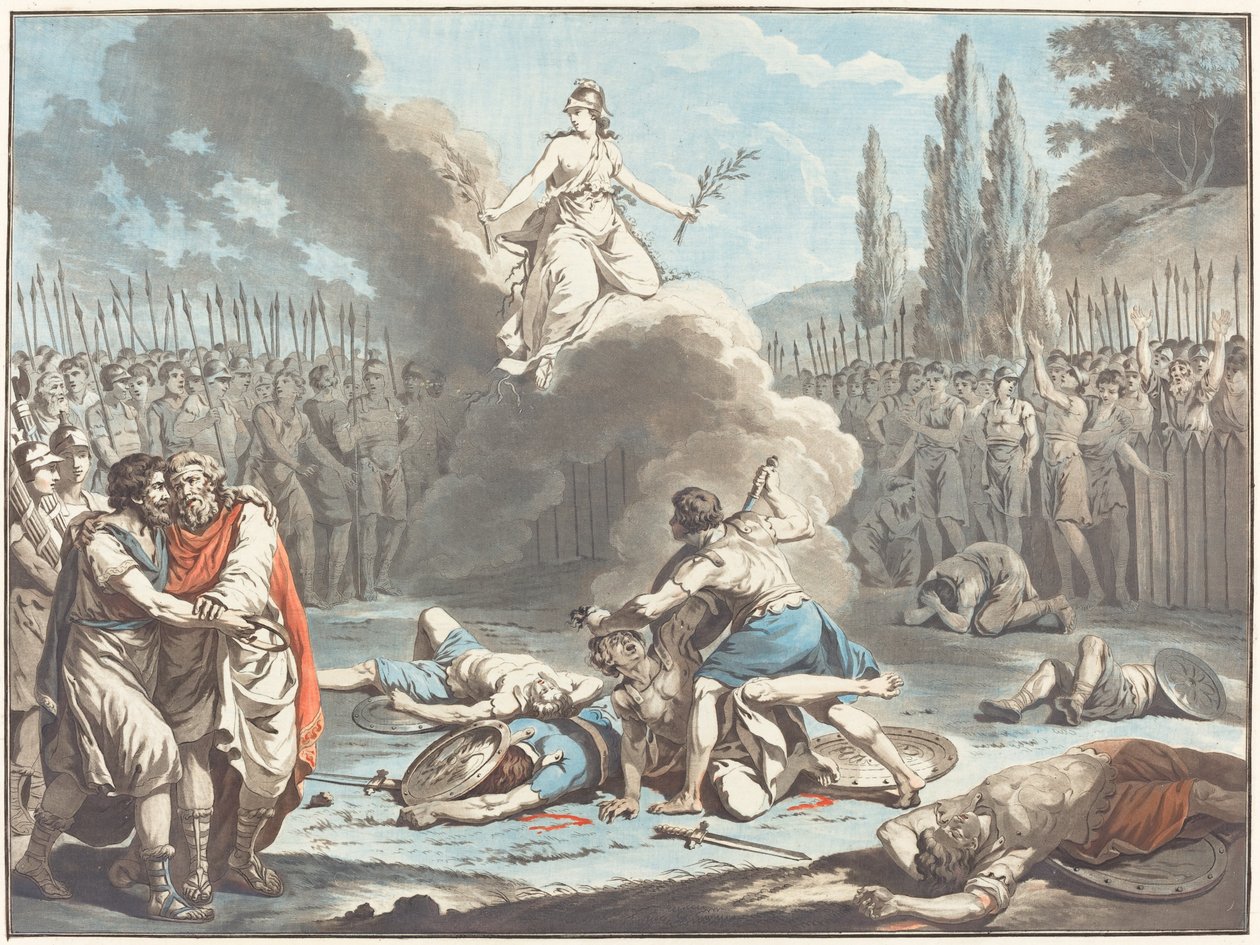 Walka Horatii i Curatii autorstwa Jean François Janinet after Jean Jacques François Le Barbier I
