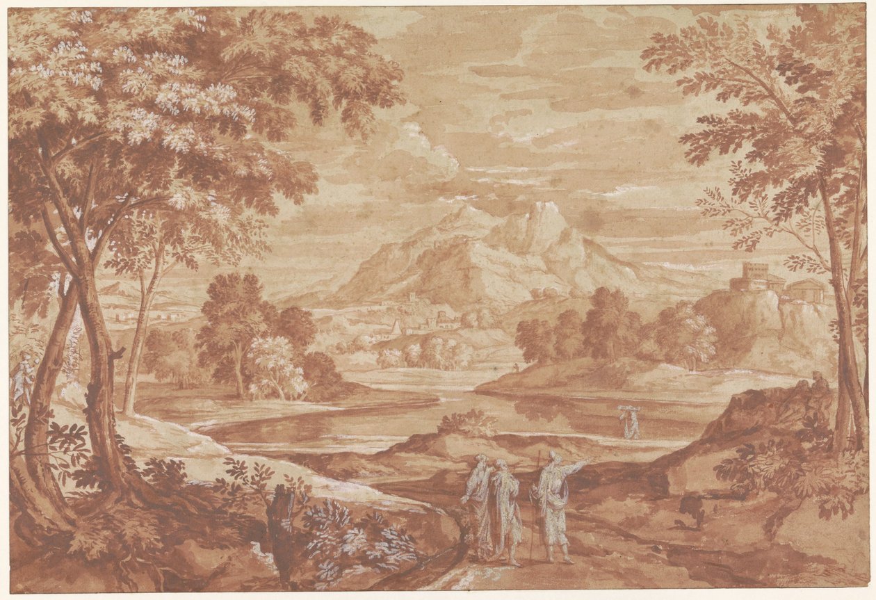 Arkadyjski krajobraz z chodzącymi ludźmi autorstwa Jean François Millet (II)