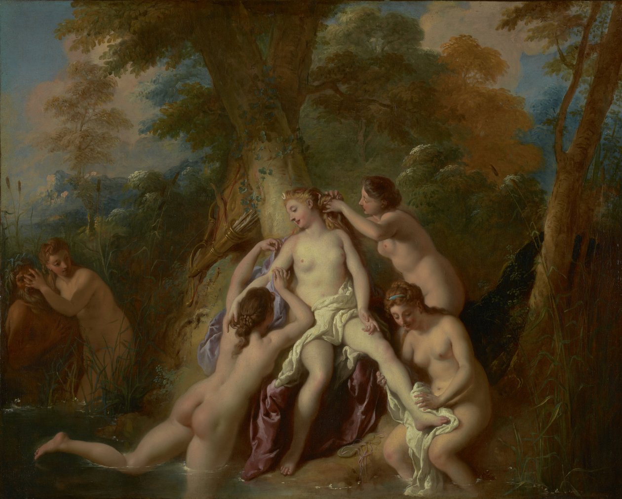 Diana i jej nimfy w kąpieli, 1722-4 autorstwa Jean François de Troy