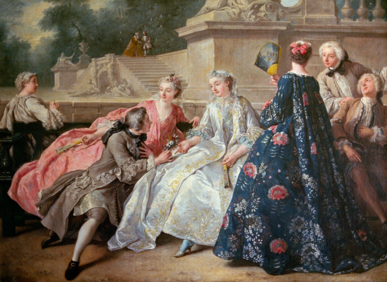 Dwór miłości Obraz Jeana Francois de Troy (1679-1752) 1731 Nd. 0,73 x 0,92 m Berlina. Muzeum Staatliche autorstwa Jean François de Troy