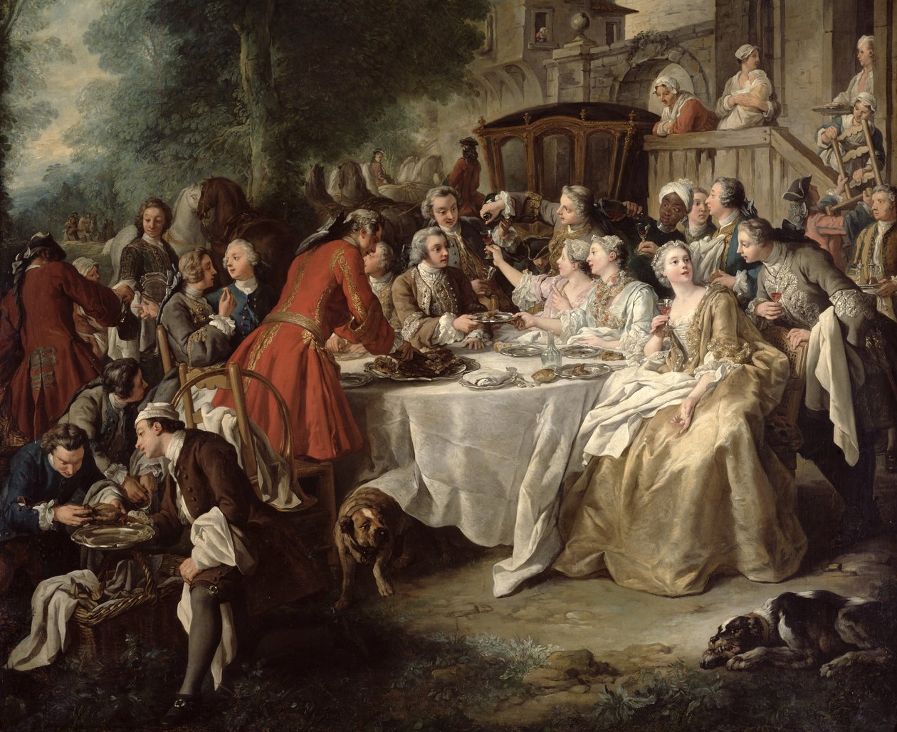 Obiad na polowanie, szczegół jadłodajni, 1737 autorstwa Jean François de Troy