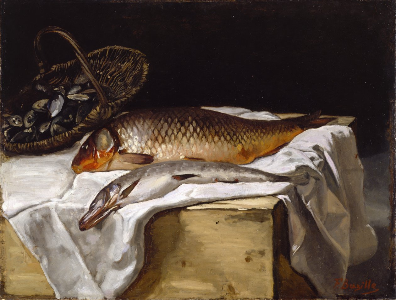 Martwa natura z rybą, 1866 autorstwa Jean Frederic Bazille
