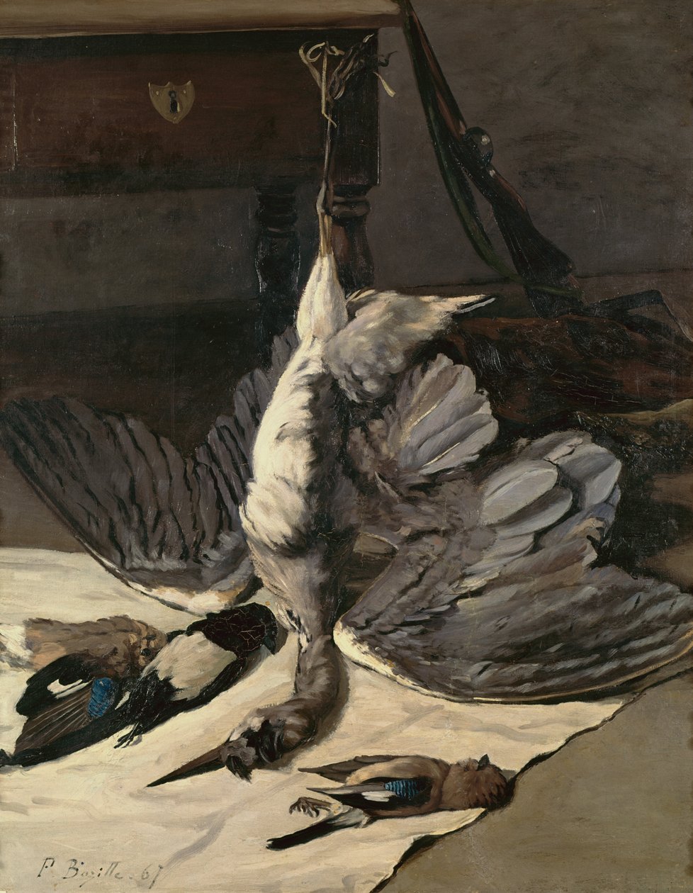 Martwa natura z czaplą, 1867 autorstwa Jean Frederic Bazille