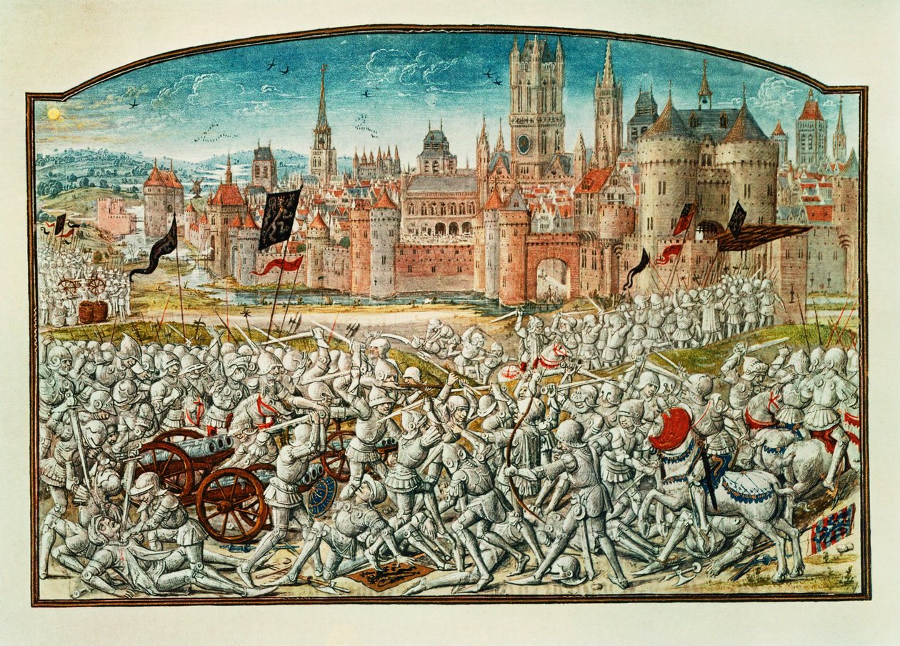 Zwycięstwo mieszkańców Gandawy przed murami Brugii ... autorstwa Jean Froissart